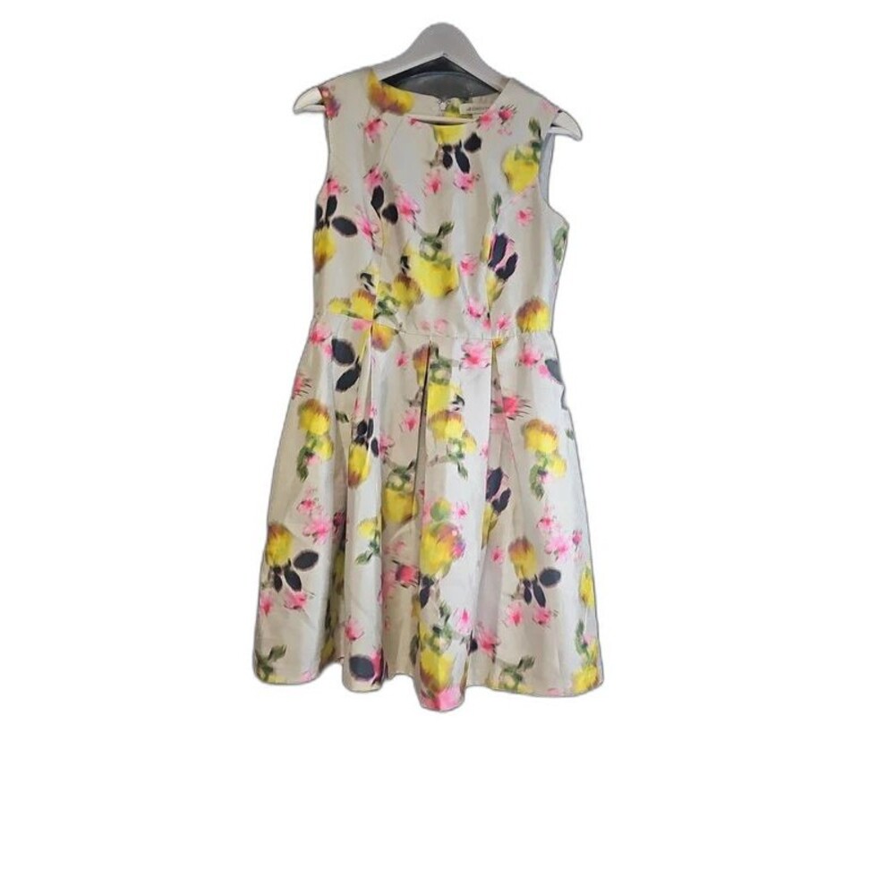 Liz Claiborne Floral Fit & Flare Dress Size 6 Sleeveless Watercolor Midi